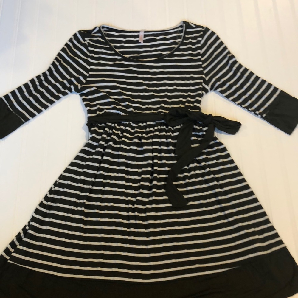 Olive green and white striped top